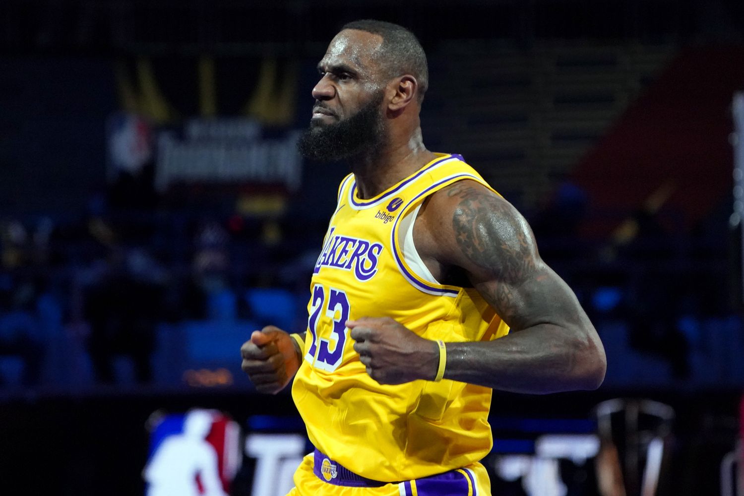 James during the NBA in-season tournament final between the Lakers and Pacers on Dec. 9, 2023.